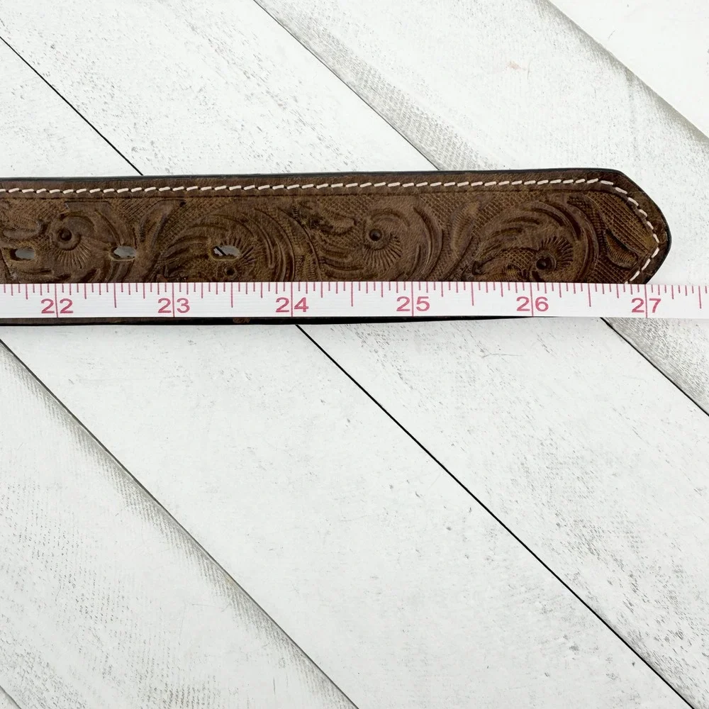3D Belt Company Kids Size 22 Western Leather Belt Brown Cross Conchos Studs